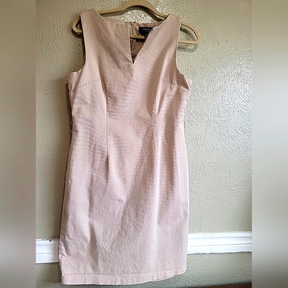 CHETTA B Sunhee Sheath Dress Size 12 Beige cream Neutral Office Work Formal - Picture 1 of 12